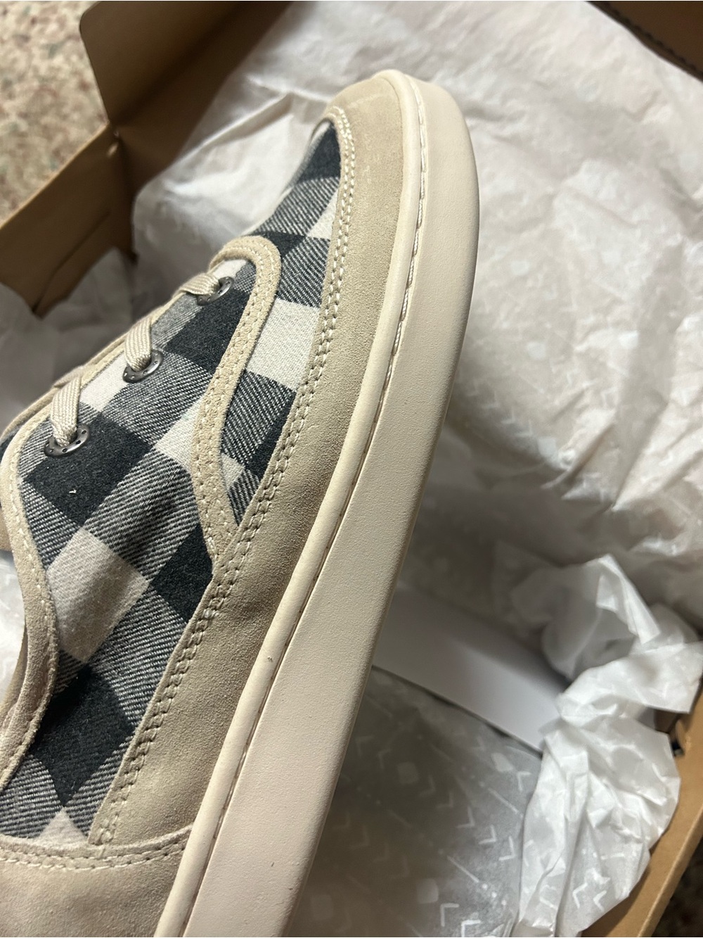Zodiac Beige and Black Plaid Low-Top Sneakers